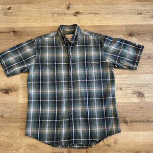 Woolrich Button Up Shirt Men’s Plaid flannel Short Sleeve Vintage